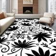 thumbnail image 1 of ODIKA 3'x5' Machine Washable Non-Slip Area Rug, Noir Lotus Interlocking Floral High Traffic Rug, Black, 477179, 1 of 7