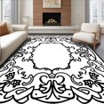 thumbnail image 1 of ODIKA 3'x5' Machine Washable Non-Slip Area Rug, Noir Velvet Lace Overlay Tree Skirt with Intricate Floral Embroidery Design High Traffic Rug, Black, 740057, 1 of 7
