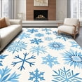 thumbnail image 1 of ODIKA 3'x5' Machine Washable Non-Slip Area Rug, Nordic Crystal Motif Interlocking Snowflake High Traffic Rug with Pad, Blue, 627137, 1 of 8