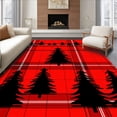 thumbnail image 1 of ODIKA 3'x5' Machine Washable Non-Slip Area Rug, Nordic Fir Forest Plaid Motif Yuletide High Traffic Rug with Pad, Red, 651640, 1 of 8