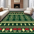 thumbnail image 1 of ODIKA 3'x5' Machine Washable Non-Slip Area Rug, Nordic Inspired Holiday Tree Icons with Interlocking Festive Symbols High Traffic Rug, Green, 736503, 1 of 7