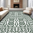 thumbnail image 1 of ODIKA 3'x5' Machine Washable Non-Slip Area Rug, Nordic Leaf with Interlocking Branches and Ornamental Detailing High Traffic Rug with Pad, Green, 639859, 1 of 8