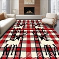 thumbnail image 1 of ODIKA 3'x5' Machine Washable Non-Slip Area Rug, Nordic Reindeer with Interlocking Plaid Accents High Traffic Rug, Red, 622566, 1 of 7