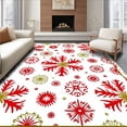 thumbnail image 1 of ODIKA 3'x5' Machine Washable Non-Slip Area Rug, Nordic Snowflake Festive with Intricate Holiday Accents High Traffic Rug with Pad, Red, 632607, 1 of 8