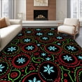thumbnail image 1 of ODIKA 3'x5' Machine Washable Non-Slip Area Rug, Nordic Snowflake and Latch Design High Traffic Rug with Pad, Black, 649069, 1 of 8