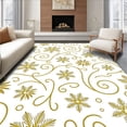 thumbnail image 1 of ODIKA 3'x5' Machine Washable Non-Slip Area Rug, Nordic Whirlwind Interlocking Snow Spiral Motif High Traffic Rug, Gold, 735020, 1 of 7