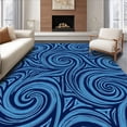 thumbnail image 1 of ODIKA 3'x5' Machine Washable Non-Slip Area Rug, Ocean Wave Spiral with Tidal Current Flow Abstract Art High Traffic Rug with Pad, Blue, 526961, 1 of 8