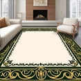 thumbnail image 1 of ODIKA 3'x5' Machine Washable Non-Slip Area Rug, Opulent Baroque Scroll Whirl Furnishing High Traffic Rug, Green, 585697, 1 of 7