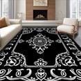 thumbnail image 1 of ODIKA 3'x5' Machine Washable Non-Slip Area Rug, Opulent Baroque Scrollwork with Subtle Pewter Flourishes High Traffic Rug, Black, 550521, 1 of 5