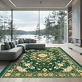 thumbnail image 1 of ODIKA 3'x5' Machine Washable Non-Slip Area Rug, Oriental Dark Green High Traffic Rug, Green, 1050736, 1 of 7