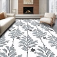 thumbnail image 1 of ODIKA 3'x5' Machine Washable Non-Slip Area Rug, Ornamental Frosted Fern Design with Subtle Snowflake Accents High Traffic Rug with Pad, White, 741461, 1 of 8
