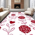 thumbnail image 1 of ODIKA 3'x5' Machine Washable Non-Slip Area Rug, Passionate Rose and with Ornate Scrollwork High Traffic Rug with Pad, Red, 741097, 1 of 8