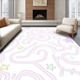 thumbnail image 1 of ODIKA 3'x5' Machine Washable Non-Slip Area Rug, Pastel Interlocking Hop Maze Design with Playful Stars and Sprightly Digits High Traffic Rug with Pad, Pink, 725438, 1 of 8