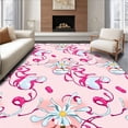 thumbnail image 1 of ODIKA 3'x5' Machine Washable Non-Slip Area Rug, Pastel Sleigh Bells and Interlocking Starburst Holiday High Traffic Rug with Pad, Pink, 626335, 1 of 8