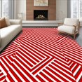 thumbnail image 1 of ODIKA 3'x5' Machine Washable Non-Slip Area Rug, Pastoral Meadow Herringbone Stripe Floor Accent High Traffic Rug, Red, 615781, 1 of 7