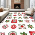 thumbnail image 1 of ODIKA 3'x5' Machine Washable Non-Slip Area Rug, Patchwork Christmas Ornament and Holly Berry High Traffic Rug, Red, 737790, 1 of 7