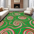 thumbnail image 1 of ODIKA 3'x5' Machine Washable Non-Slip Area Rug, Peppermint Swirl Holiday Bath with Cane Stripe Design High Traffic Rug with Pad, Green, 653619, 1 of 8