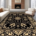 thumbnail image 1 of ODIKA 3'x5' Machine Washable Non-Slip Area Rug, Petal Swirl Enchanted Garden Mystical High Traffic Rug, Black, 485264, 1 of 7
