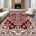 thumbnail image 1 of ODIKA 3'x5' Machine Washable Non-Slip Area Rug, Petals Interlocking Medallion with Ornate Paisley Motifs High Traffic Rug, Maroon, 706816, 1 of 7