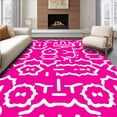 thumbnail image 1 of ODIKA 3'x5' Machine Washable Non-Slip Area Rug, Pink Abstract Interlocking High Traffic Rug with Pad, Pink, 368124, 1 of 8