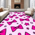 thumbnail image 1 of ODIKA 3'x5' Machine Washable Non-Slip Area Rug, Playful Bow Motif Interlocking Stars and Dots Animated High Traffic Rug, Pink, 720608, 1 of 7