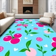 thumbnail image 1 of ODIKA 3'x5' Machine Washable Non-Slip Area Rug, Playful Juicy Berry Pop Illustration with Sprinkled Sweetness Accents High Traffic Rug with Pad, Blue, 728248, 1 of 8