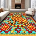 thumbnail image 1 of ODIKA 3'x5' Machine Washable Non-Slip Area Rug, Playful Kitten Mosaic with Interlocking Colorful Tiles High Traffic Rug, Red, 743213, 1 of 7