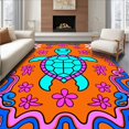 thumbnail image 1 of ODIKA 3'x5' Machine Washable Non-Slip Area Rug, Playful Mosaic Interlocking Cartoon Style Design High Traffic Rug, Orange, 619256, 1 of 7