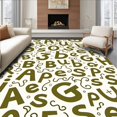 thumbnail image 1 of ODIKA 3'x5' Machine Washable Non-Slip Area Rug, Playful Safari Parade with Abstract Animal Inspired Letters and Leafy Trails High Traffic Rug with Pad, Olive, 688423, 1 of 8