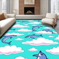 thumbnail image 1 of ODIKA 3x5 Machine Washable Non-Slip Area Rug, Playful School Leaping Through Cotton Skies Adventure High Traffic Rug, Blue, 712885, 1 of 7