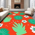 thumbnail image 1 of ODIKA 3'x5' Machine Washable Non-Slip Area Rug, Playful Succulent Illustration with Whimsical Green Plant Motifs High Traffic Rug, Red, 721911, 1 of 7