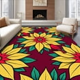thumbnail image 1 of ODIKA 3'x5' Machine Washable Non-Slip Area Rug, Poinsettia Bloom Holiday Floor with Cardinal Accents High Traffic Rug, Yellow, 621760, 1 of 7