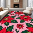thumbnail image 1 of ODIKA 3'x5' Machine Washable Non-Slip Area Rug, Poinsettia Bloom Hook Kit Christmas Flower Embroidery Canvas High Traffic Rug with Pad, Pink, 634123, 1 of 8