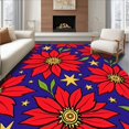 thumbnail image 1 of ODIKA 3'x5' Machine Washable Non-Slip Area Rug, Poinsettia Bloom with Golden Burst Accents Holiday High Traffic Rug with Pad, Red, 629083, 1 of 8