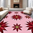 thumbnail image 1 of ODIKA 3'x5' Machine Washable Non-Slip Area Rug, Poinsettia Burst Traditional Floral Xmas High Traffic Rug with Pad, Pink, 627590, 1 of 8