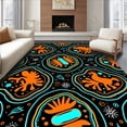 thumbnail image 1 of ODIKA 3'x5' Machine Washable Non-Slip Area Rug, Prancing Horses Abstract Design Featuring Playful Interlocking Starbursts High Traffic Rug, Orange, 644856, 1 of 7