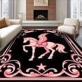 thumbnail image 1 of ODIKA 3'x5' Machine Washable Non-Slip Area Rug, Prancing Mustang Yarn Hooking Canvas Kit Embroidery High Traffic Rug with Pad, Pink, 744804, 1 of 8