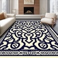 thumbnail image 1 of ODIKA 3'x5' Machine Washable Non-Slip Area Rug, Quatrefoil Lattice with Interlocking Framework High Traffic Rug, Navy, 444910, 1 of 7
