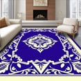 thumbnail image 1 of ODIKA 3'x5' Machine Washable Non-Slip Area Rug, Quatrefoil Medallion Entry with Botanical Vine Borders High Traffic Rug, Blue, 536517, 1 of 7