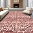 thumbnail image 1 of ODIKA 3'x5' Machine Washable Non-Slip Area Rug, Quatrefoil Trellis Stain Guard Accent High Traffic Rug with Pad, Red, 567531, 1 of 8