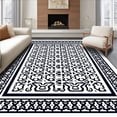 thumbnail image 1 of ODIKA 3'x5' Machine Washable Non-Slip Area Rug, Retro Mosaic Tile Print Anti Slip Surface Treatment High Traffic Rug with Pad, Black, 560387, 1 of 8