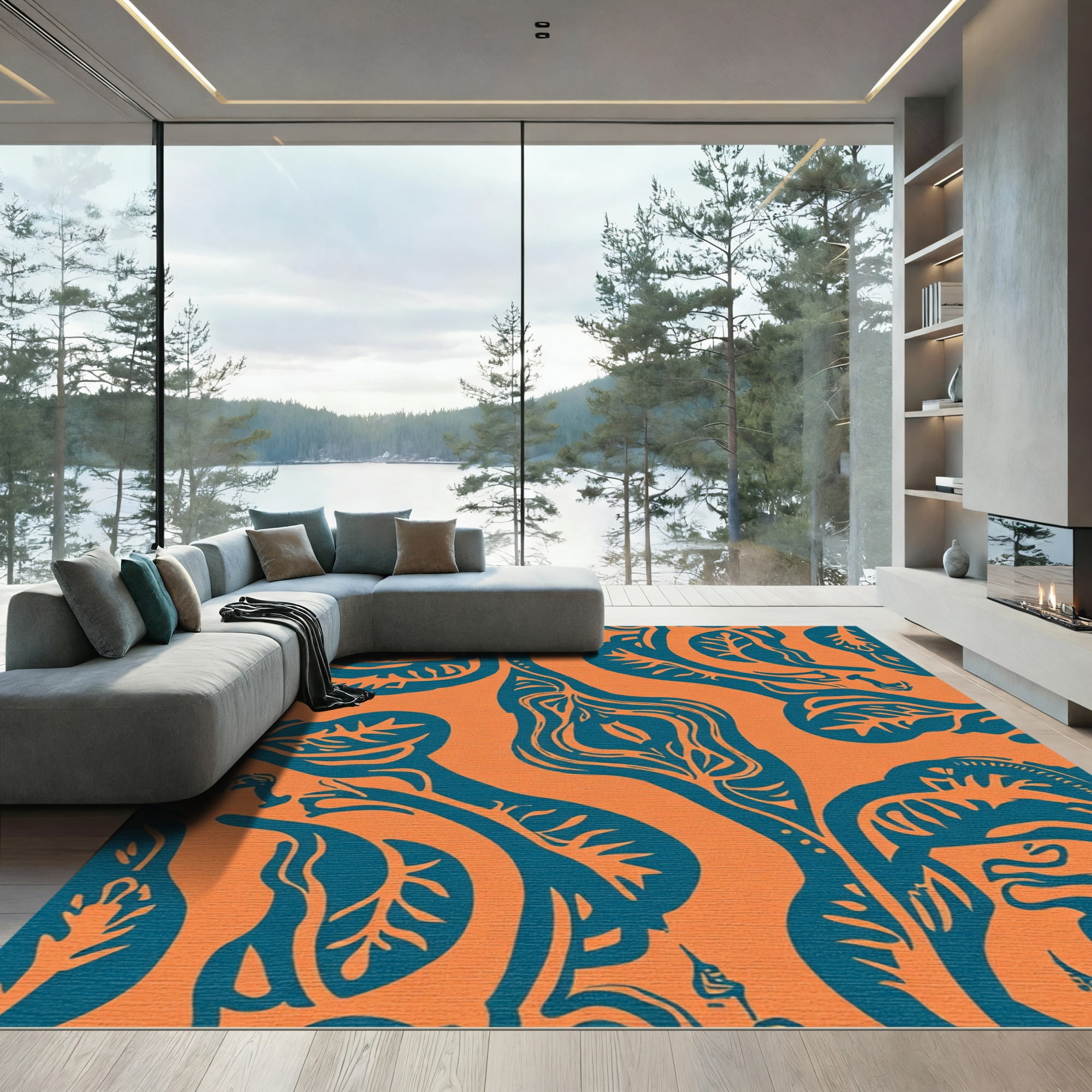 ODIKA 3x5 Machine Washable Non-Slip Area Rug, Riverbank Mosaic with ...