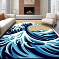 thumbnail image 1 of ODIKA 3'x5' Machine Washable Non-Slip Area Rug, Rolling Breaker Whitecap Maritime Harbor High Traffic Rug with Pad, Blue, 655593, 1 of 8