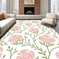 thumbnail image 1 of ODIKA 3'x5' Machine Washable Non-Slip Area Rug, Romantic Garden Bloom With Flowing Vine Details High Traffic Rug, Pink, 553188, 1 of 7
