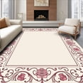 thumbnail image 1 of ODIKA 3'x5' Machine Washable Non-Slip Area Rug, Rose Garden Damask with Scrollwork Flourishes High Traffic Rug, Ivory, 663477, 1 of 7