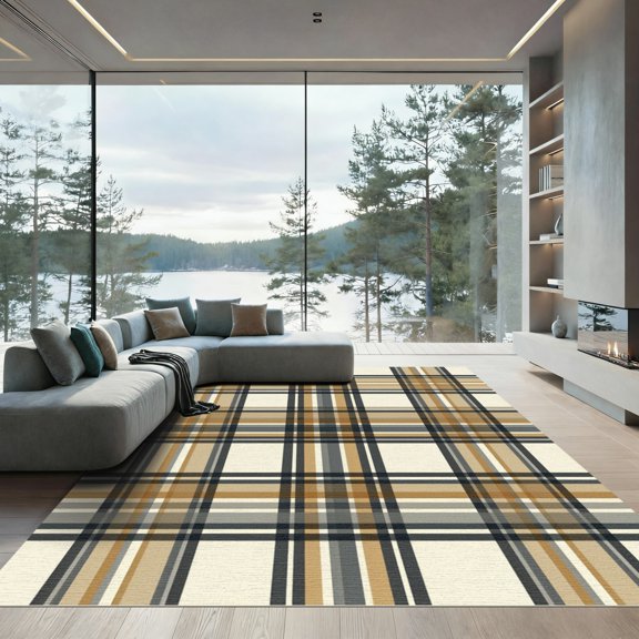 ODIKA 3x5 Machine Washable Non-Slip Area Rug, Rustic Beige High Traffic Rug, Beige, 949690