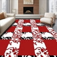thumbnail image 1 of ODIKA 3'x5' Machine Washable Non-Slip Area Rug, Rustic Farmhouse Check with Holiday Filigree Details High Traffic Rug, Red, 615868, 1 of 7