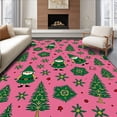 thumbnail image 1 of ODIKA 3'x5' Machine Washable Non-Slip Area Rug, Rustic Holiday Gnome with Nordic Snowflake Motifs and Festive Branches High Traffic Rug with Pad, Pink, 731647, 1 of 8
