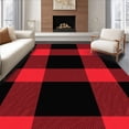 thumbnail image 1 of ODIKA 3'x5' Machine Washable Non-Slip Area Rug, Rustic Lumber Jack Grid Floor Covering with Bold Stripes High Traffic Rug, Red, 610751, 1 of 7