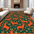 thumbnail image 1 of ODIKA 3'x5' Machine Washable Non-Slip Area Rug, Rustic Winter Woodland Stag and Holly Interlocking High Traffic Rug, Orange, 621800, 1 of 7